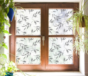 Privacy Leaves II - White and Grey Decorative Window Film