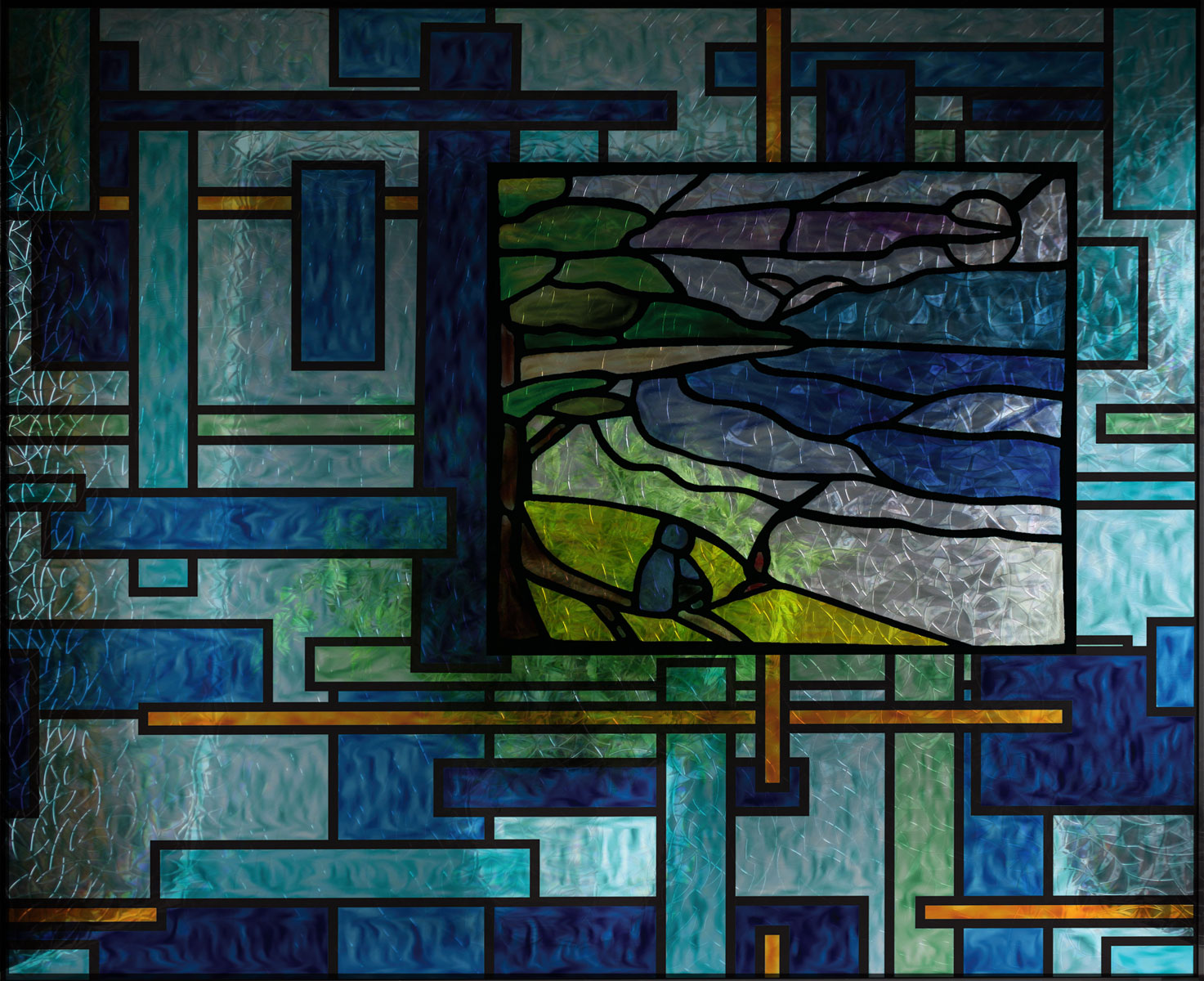 Colorful Stained Glass Window Cling  Coastal Decor - Seaside Glass Gallery